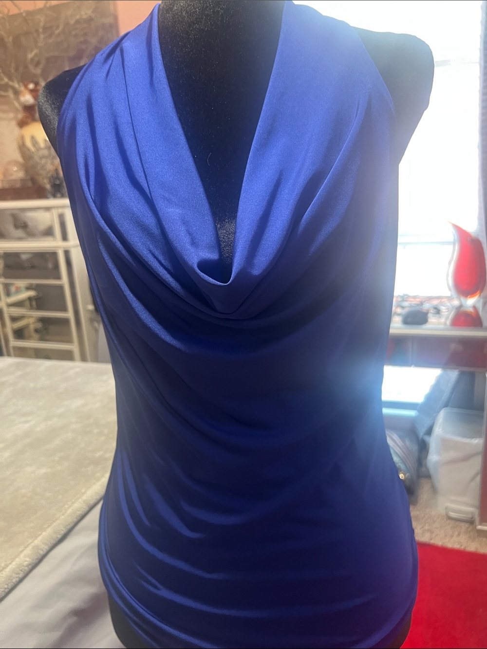 Guess Deep Blue Draped Cowl Neck Camisole